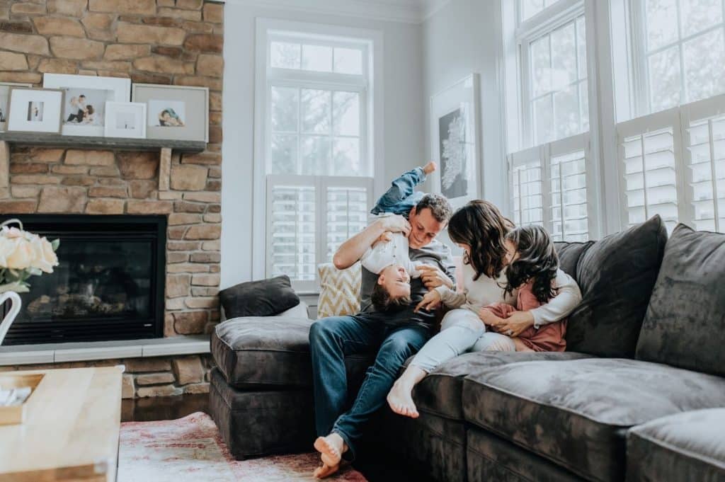 A family enjoying their new home renovation