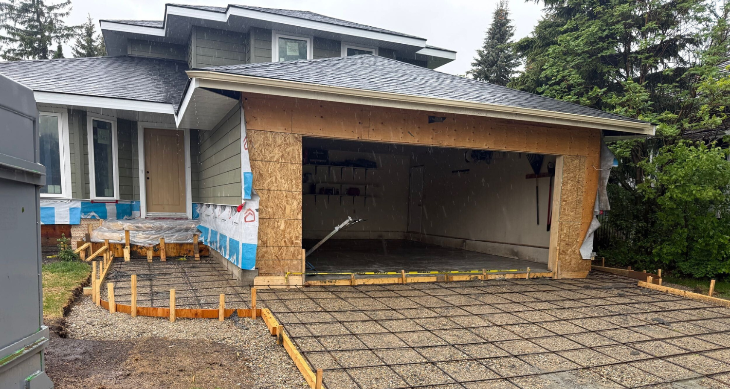 in progress image, exterior renovation, calgary
