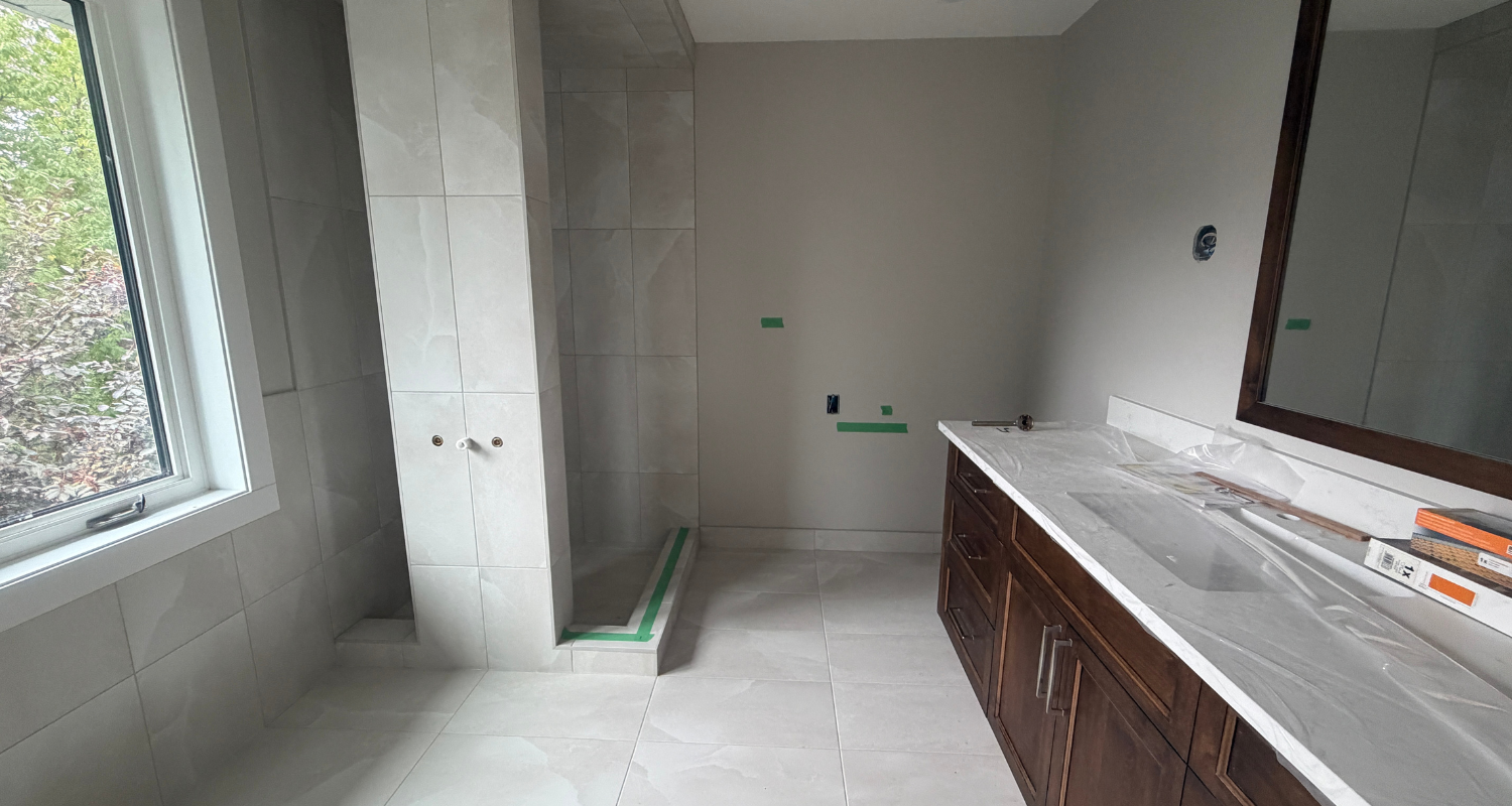 in progress, ensuite renovation, calgary
