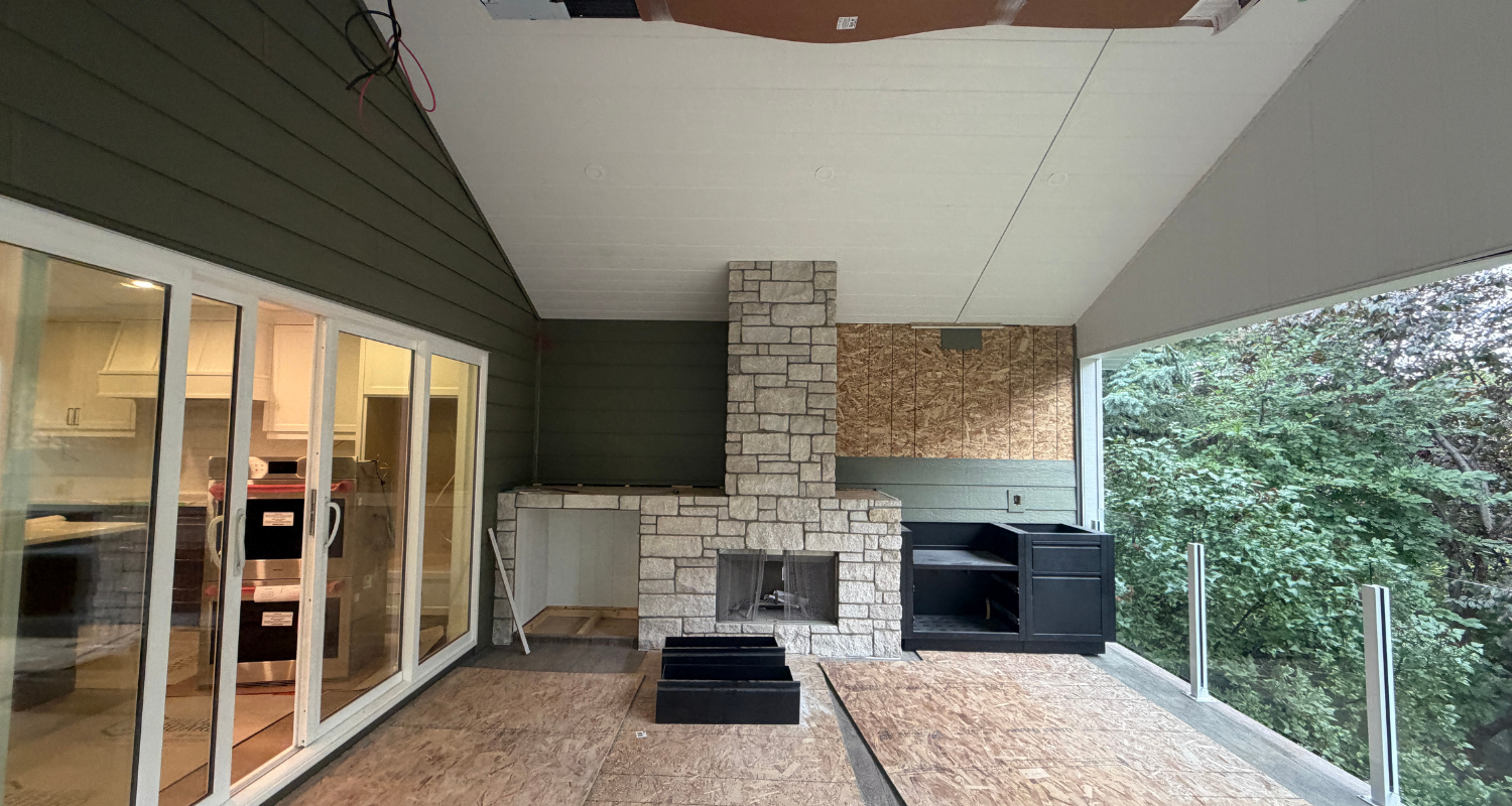 in progress image, outdoor living space renovation, calgary