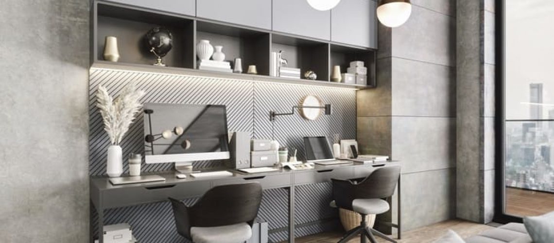 Interior of a modern luxury home office.